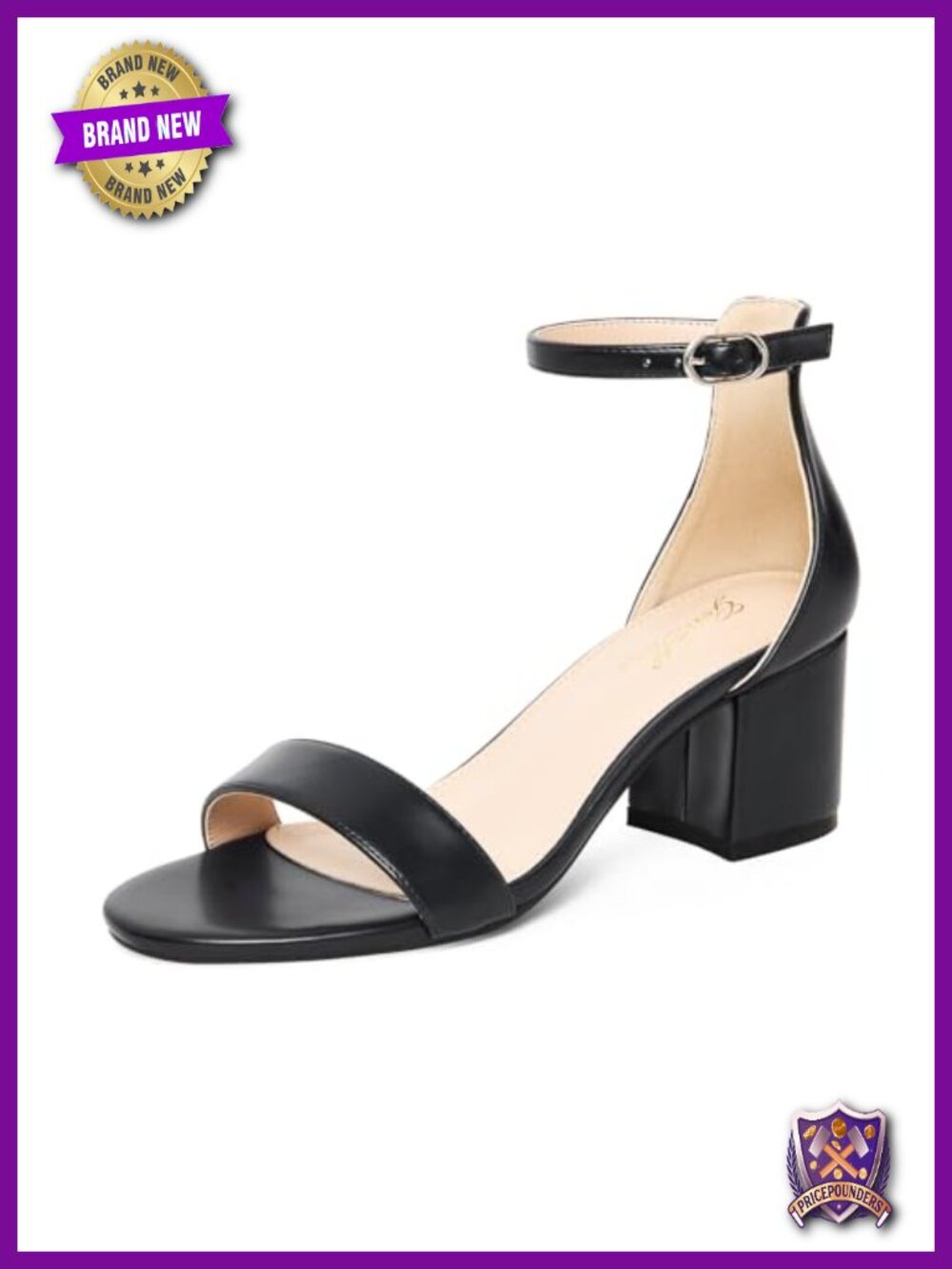 Low Block Heel Sandals Strappy Open Toe Dress Heels with Ankle Strap